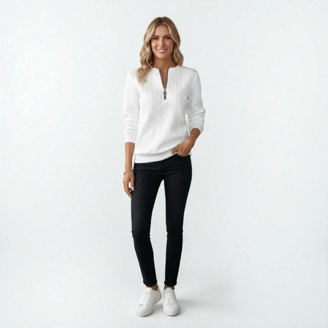 Moderner Pullover mit Reißverschluss und Strukturmuster