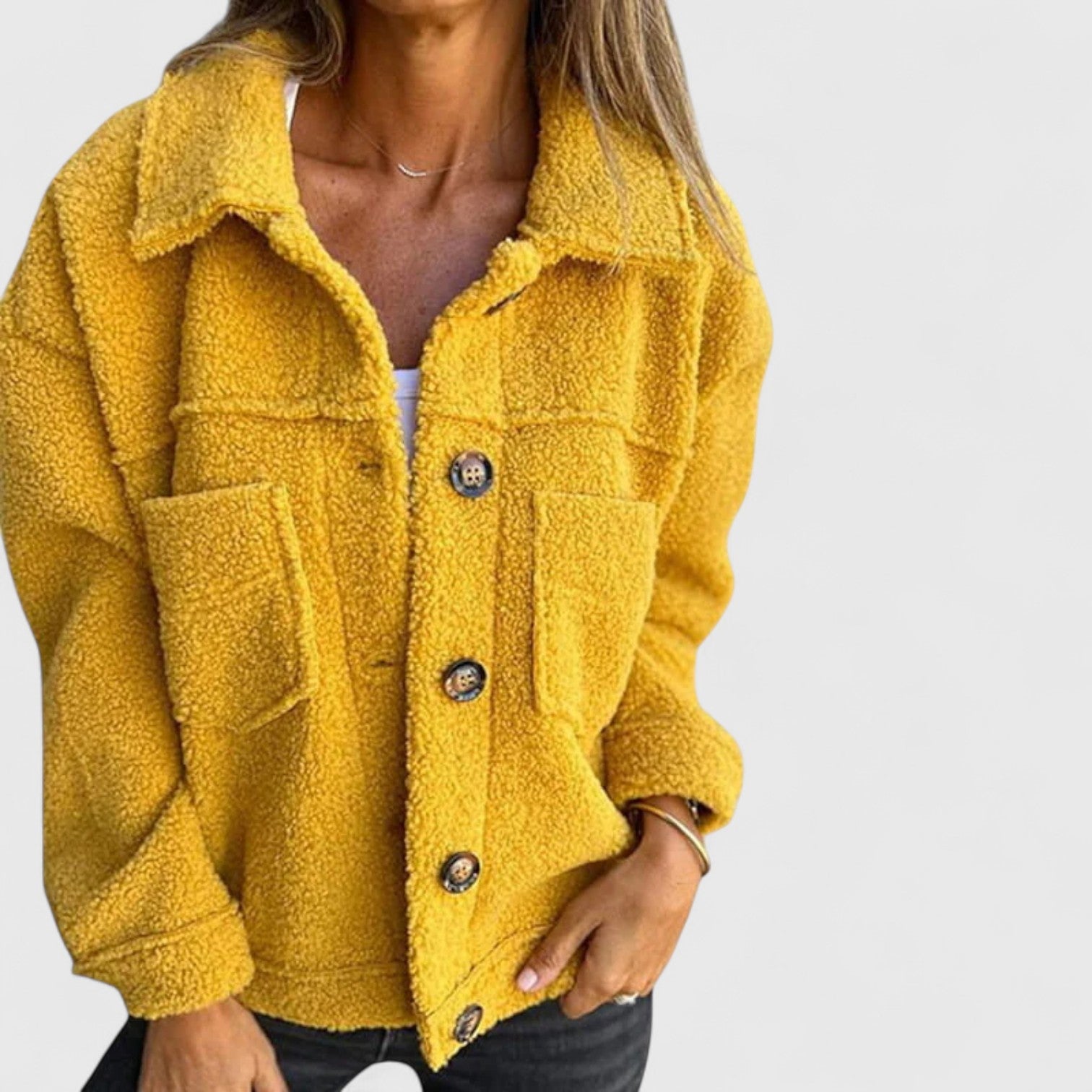 Stylische Übergangsjacke mit gemütlicher Teddy-Optik