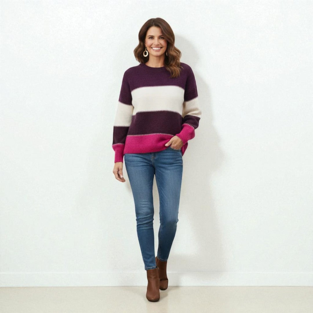 Bequemer Strickpullover mit modernem Farbblock-Design