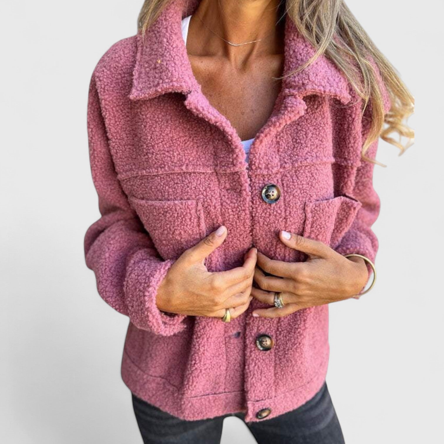 Stylische Übergangsjacke mit gemütlicher Teddy-Optik