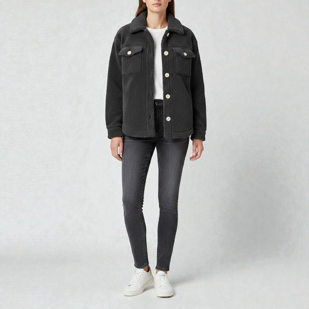 Stylische Übergangsjacke mit gemütlicher Teddy-Optik