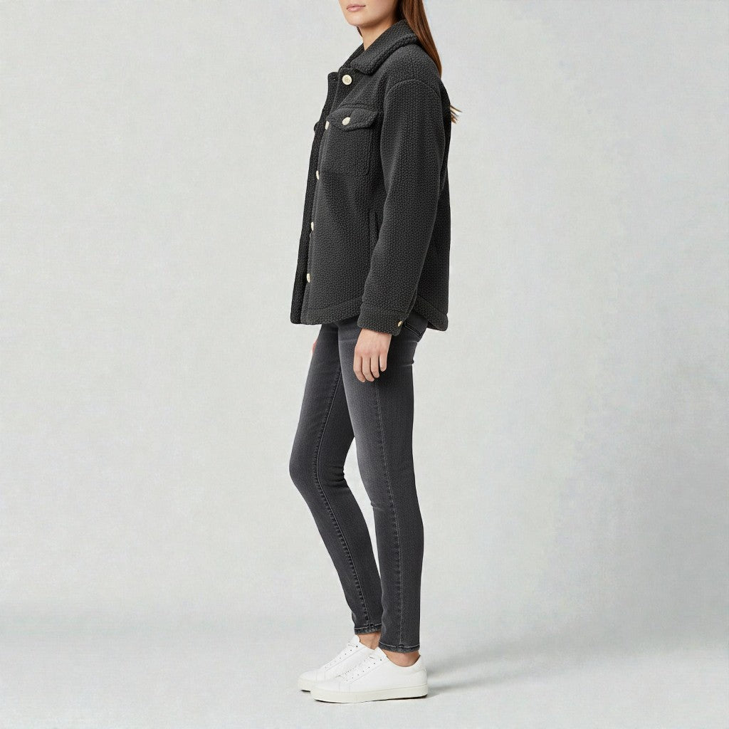 Stylische Übergangsjacke mit gemütlicher Teddy-Optik