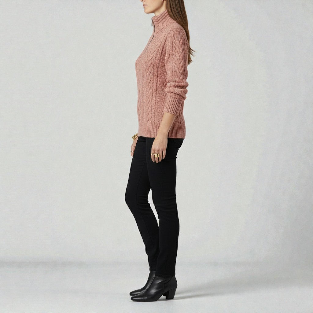 Moderner Pullover mit Reißverschluss und Strukturmuster