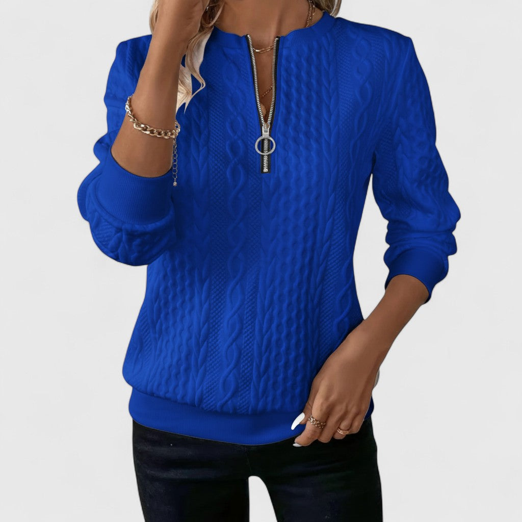 Moderner Pullover mit Reißverschluss und Strukturmuster